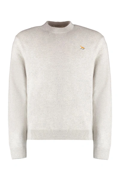 Maison Kitsuné Crew-neck Wool Sweater In Grey