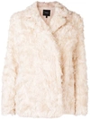 Theory Faux Shearling Jacket In Neutrals