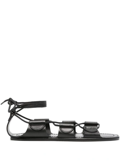 Maison Margiela Laced Leather Sandals In Black