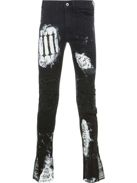 Mjb Patchwork Distressed Skinnt Trousers In Black | ModeSens