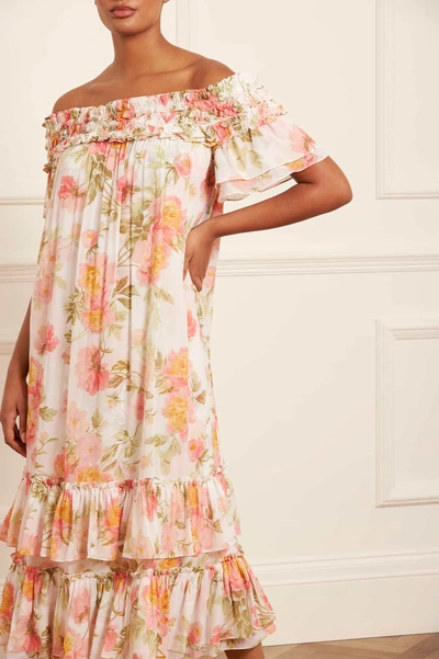 Needle & Thread Peony Promise Chiffon Off-shoulder Tiered Ballerina Dress In Multi