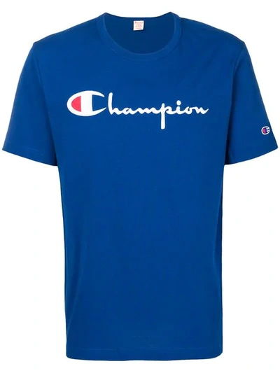 Champion Logo Print T In Blue