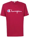 Champion Reverse Weave T-shirt With Large Script Logo In Red - Red