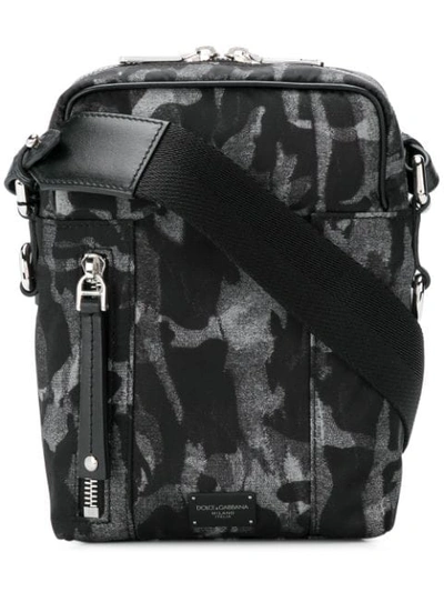 Dolce & Gabbana Printed Messenger Bag In Gray