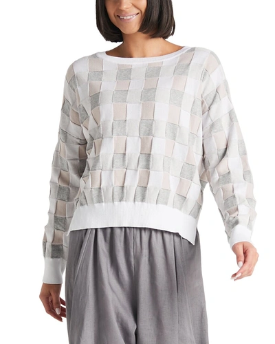Planet Box Weave Sweater In White