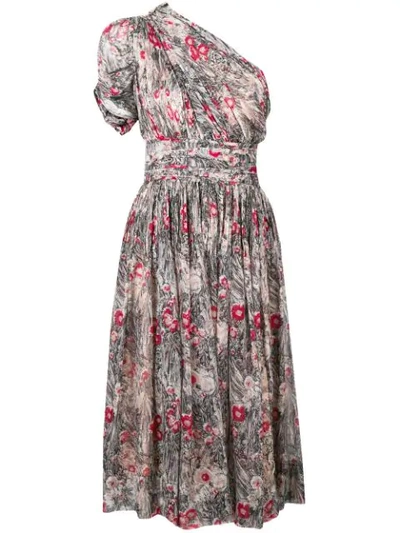 N°21 Asymmetric Floral Printed Dress In Neutrals