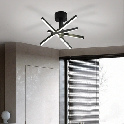 Simplie Fun Led Semi Flush Mount Ceiling Lamp In Gray
