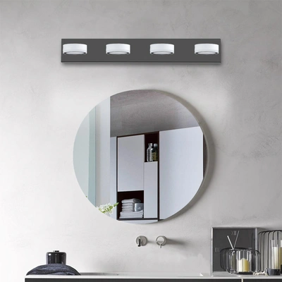 Simplie Fun Led Modern Black 4-light Vanity Lights Fixtures Over Mirror Bath Wall Lighting In Gray