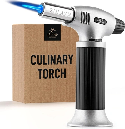 Zulay Kitchen Kitchen Torch Lighters Butane With Safety Lock & Adjustable Flame In Black