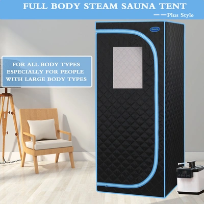 Simplie Fun Portable Plus Type Full Size Steam Sauna Tent. Spa In Black