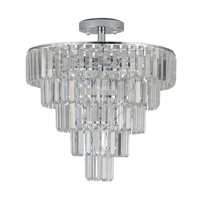 Simplie Fun Large Crystal Chandelier In White Chrome Color In Metallic