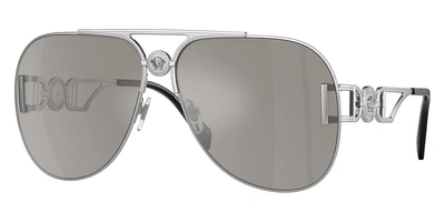 Versace Unisex 63mm Silver Sunglasses Ve2255-10006g-63 In Gray / Silver