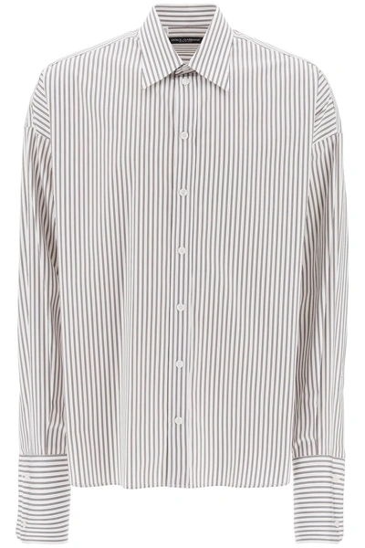 Dolce & Gabbana Camicia Oversize In Popeline A Righe In Mixed Colours