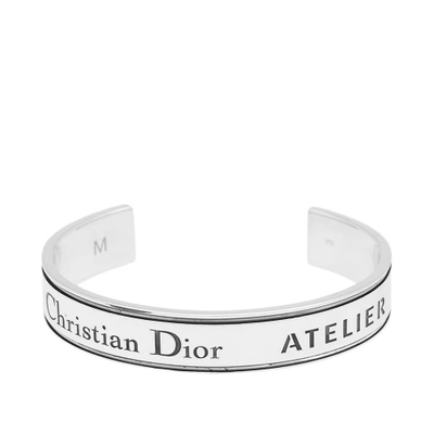Dior Homme Atelier Logo Bangle In Silver