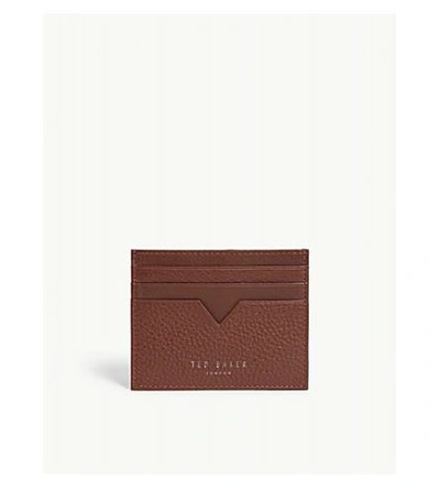Ted Baker Hunkee Leather Card Holder In Tan