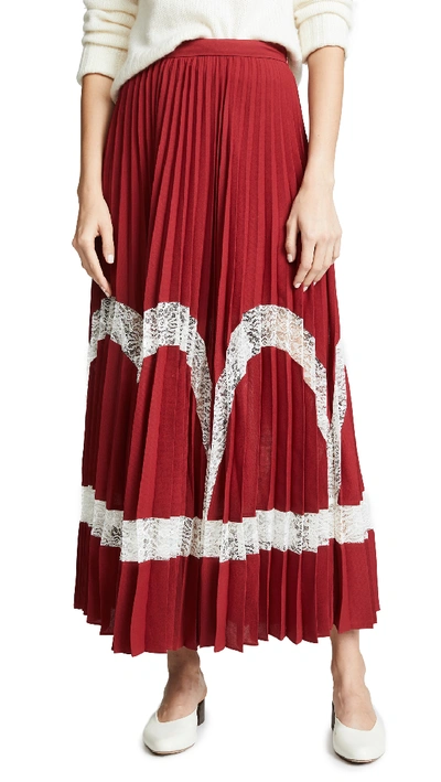 Elizabeth And James Regina Pleated Maxi Skirt In Ruby White