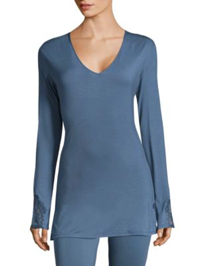 Natori Undercover Long Sleeve Top In Moody Blue