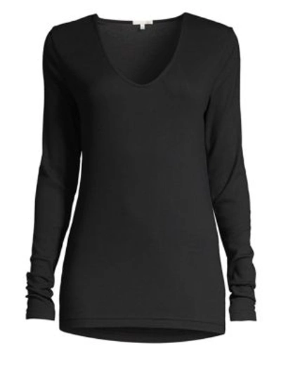 Skin Nadya V-neck Jersey Top In Black
