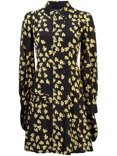 Derek Lam Floral Long-sleeve Shirt Dress - Black