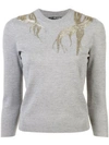 Alexander Mcqueen Embroidered Fitted Sweater - Brown