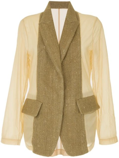 Uma Wang Contrast Panel Blazer In Neutrals