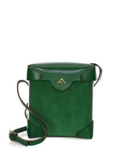 Manu Atelier Mini Pristine Leather & Suede Box Bag In Green