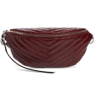 Rebecca Minkoff Edie Large Leather Sling Belt Bag In Bordeaux/silver