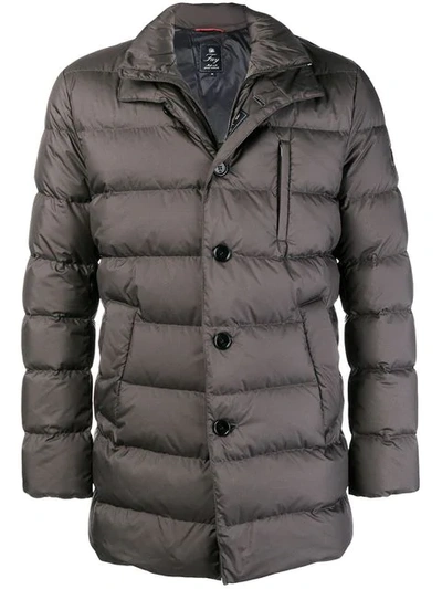 Fay Button Padded Coat In Grey