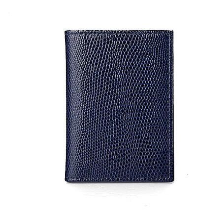 Aspinal Of London Double-fold Leather Card Case In Navy