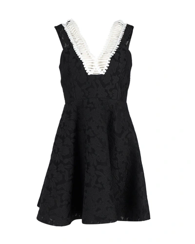 Sandro Rhythm Pleated Embroidered Mesh Mini Dress In Black Polyester