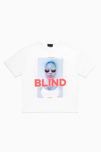 Inimigo Blind Girl Print Oversized T-shirt In White