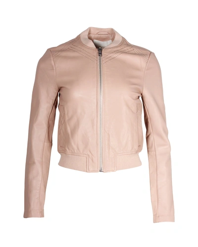 Maje Bomber Jacket In Pink Leather