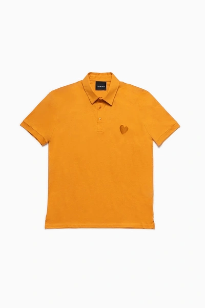 Inimigo Classic Embroidery Heart Jersey Polo In Orange