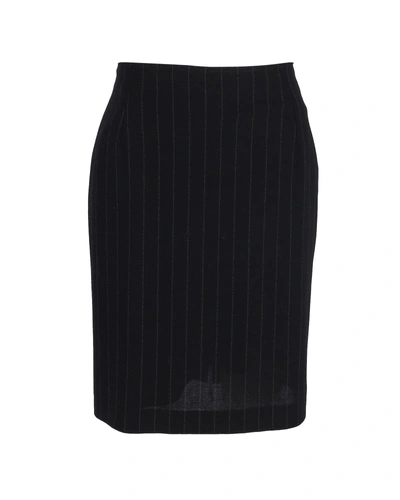 Max Mara Striped Knee-length Skirt In Black Cotton