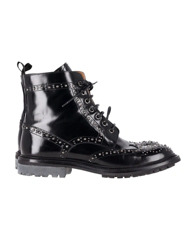 Church's Angelina Studded Glossed Ankle Boots In Black Leather