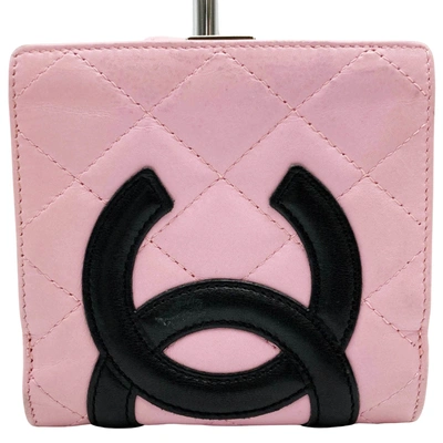 Pre-owned Chanel Cambon Pink Leather Wallet  ()