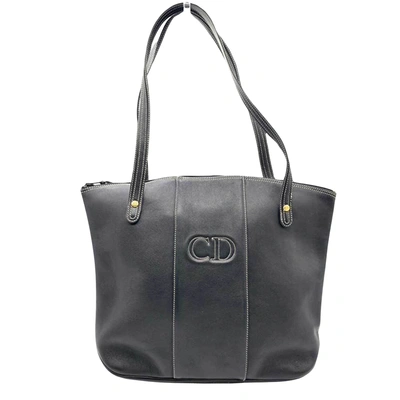 Dior Cd Black Leather Tote Bag ()