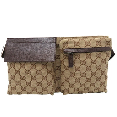 Gucci Gg Canvas Brown Canvas Clutch Bag () In Burgundy