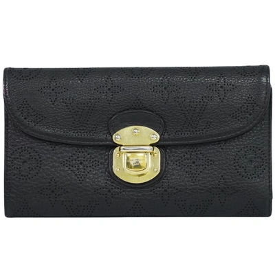 Pre-owned Louis Vuitton Portefeuille Amelia Black Leather Wallet  ()