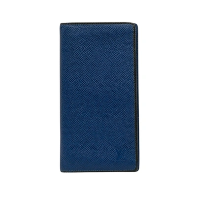 Pre-owned Louis Vuitton Portefeuille Brazza Blue Leather Wallet  ()