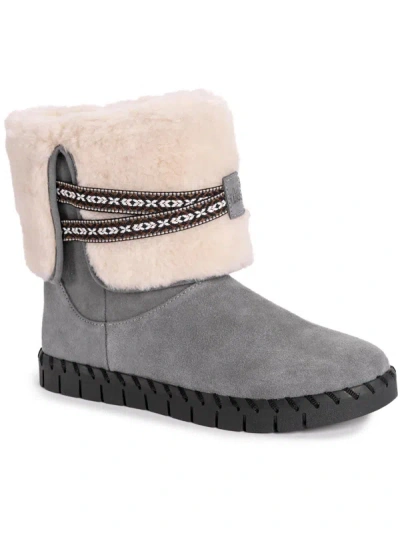 Muk Luks Flexi Montauk Womens Suede Faux Fur Lining Winter & Snow Boots In Grey