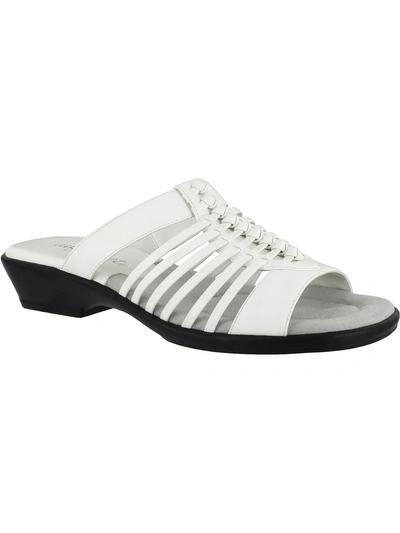 Easy Street Nola Womens Strappy Slip On Slide Sandals In White