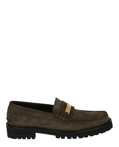 Versace Suede Loafers In Green