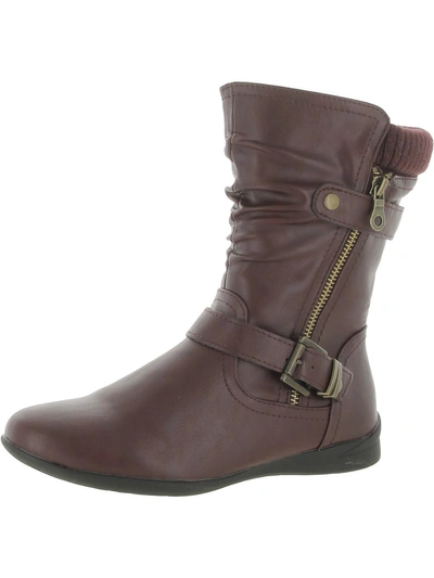 Wanderlust Phyllis Womens Faux Leather Zip Up Mid-calf Boots In Brown