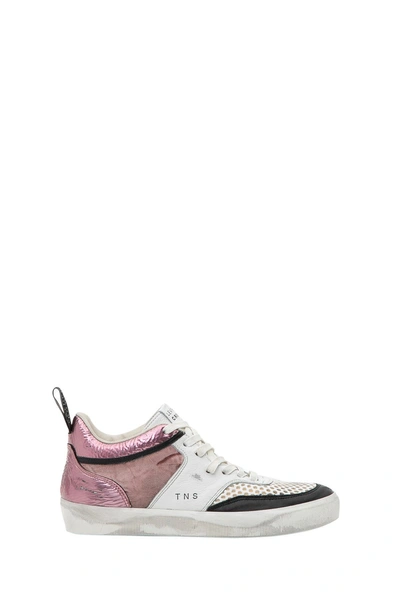Leather Crown Sneakers In Bianco