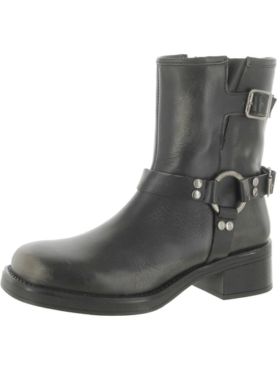 Steve Madden Brixton Womens Leather Half Calf Motorcycle Boots In Black