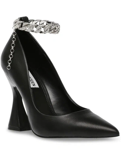 Steve Madden Zippy Womens Chain Pointed Toe Pumps In Black
