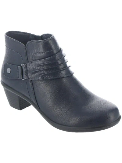 Easy Street Damita Womens Faux Leather Gathered Booties In Blue