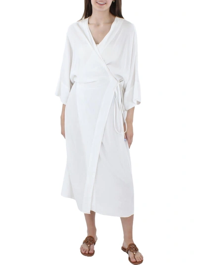 Haight Womens Sheer Tie Front Cover-up In White