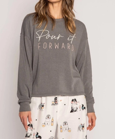 Pj Salvage Pour It Forward Long Sleeve Top In Grey